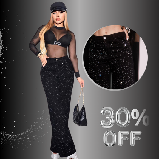 PANTALON CINTURA ALTA CON BRILLOS + ENVIO GRATIS