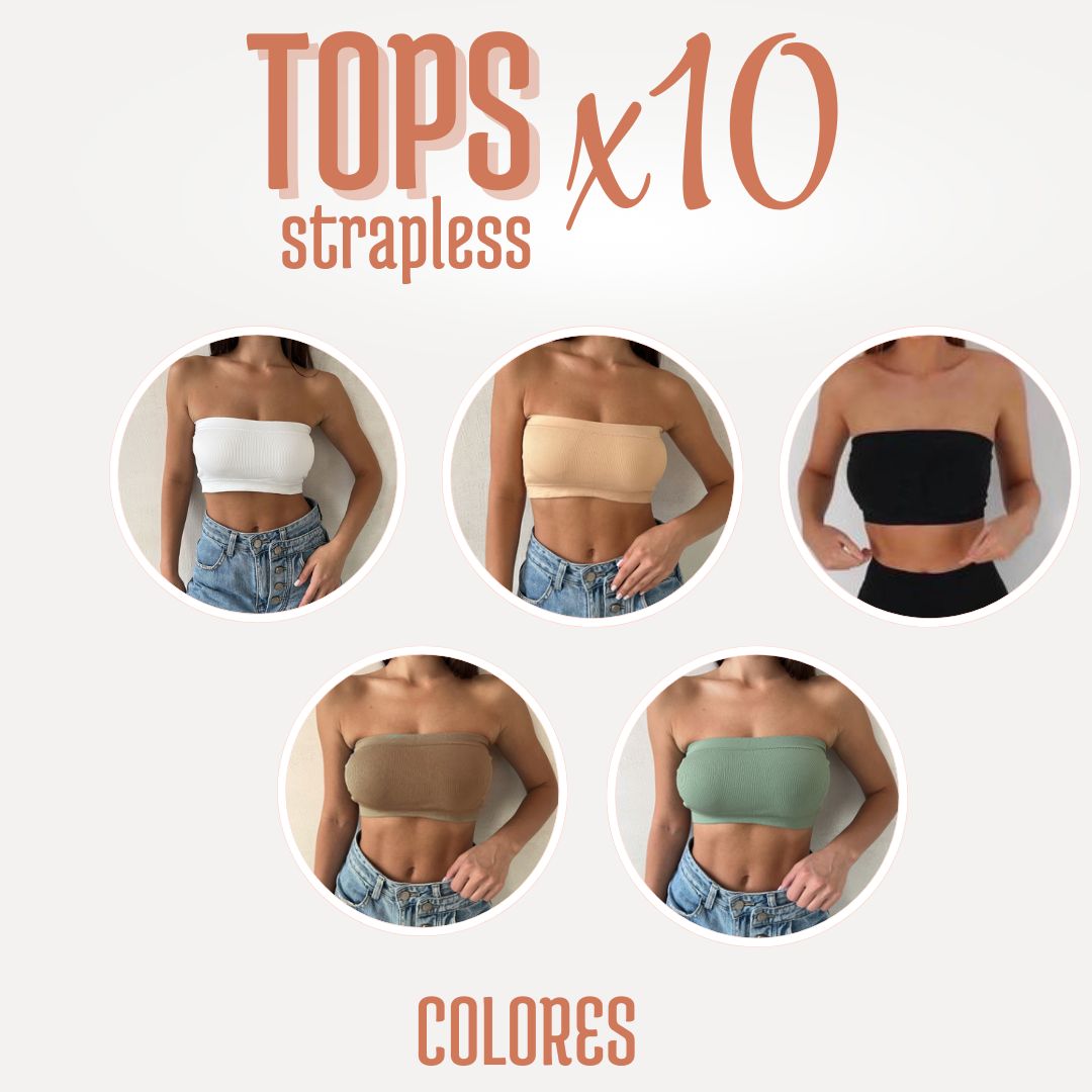 TOPS X10 UNIDADES STRAPLE ESENCIAL+ ENVÍO GRATIS