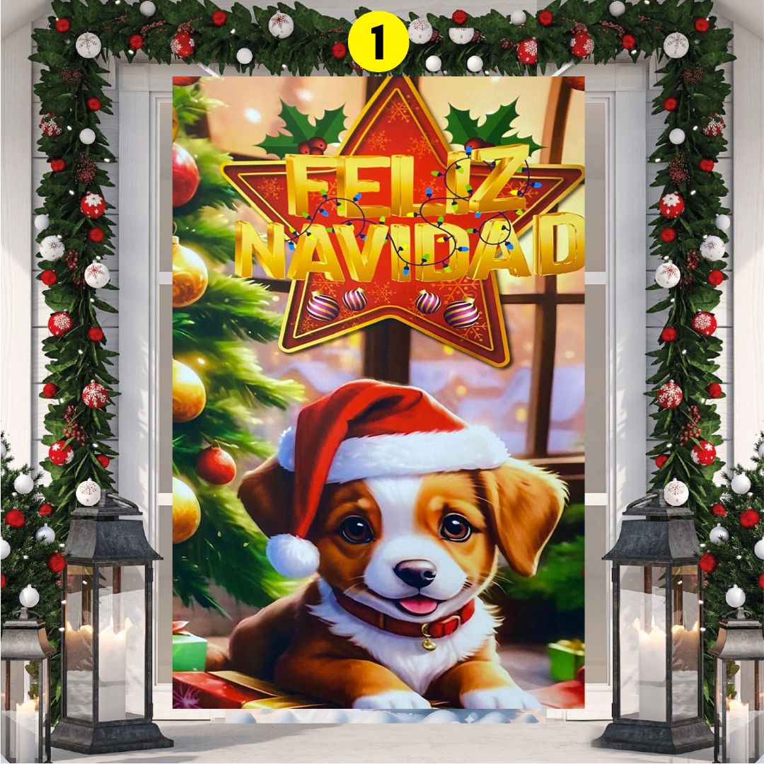 FORRO NAVIDAD 2D PARA PUERTA + ENVIO GRATIS